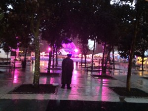 policeman in the rain